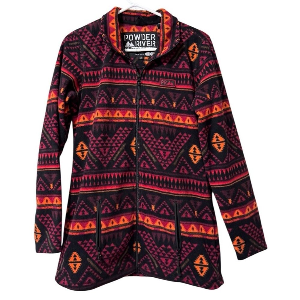 POWDER RIVER by PANHANDLE SLIM AZTEC PRINT FLEECE ZIP Jacket Size Medium Western